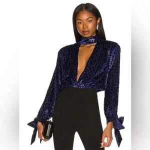 NWOT Lovers + Friends Estella Navy Bodysuit Size Small